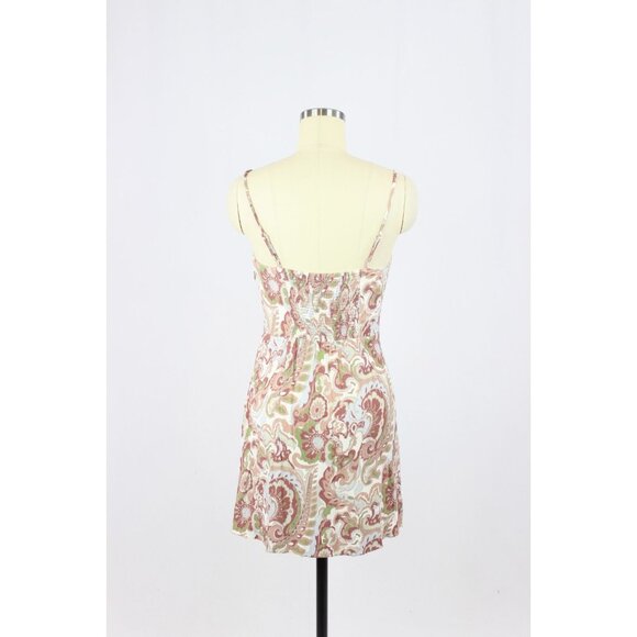 Aritzia WILFRED Bellow Paisley Floral Crepe Gathered Mini Slip Dress, Size 2 - Picture 4 of 16